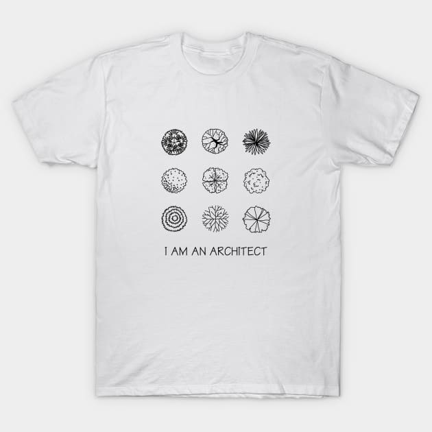 I Am An Architect. Trees sketches Black T-Shirt by The Architect Shop